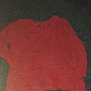 a.n.a Red V-Neck Sweater Soft Cotton Blend